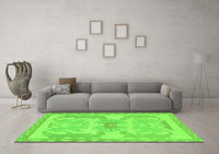 Machine Washable Abstract Green Modern Rug, wshabs1234grn