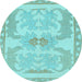 Round Abstract Light Blue Modern Rug, abs1234lblu