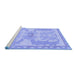 Sideview of Machine Washable Abstract Blue Modern Rug, wshabs1234blu