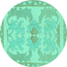 Round Abstract Turquoise Modern Rug, abs1234turq