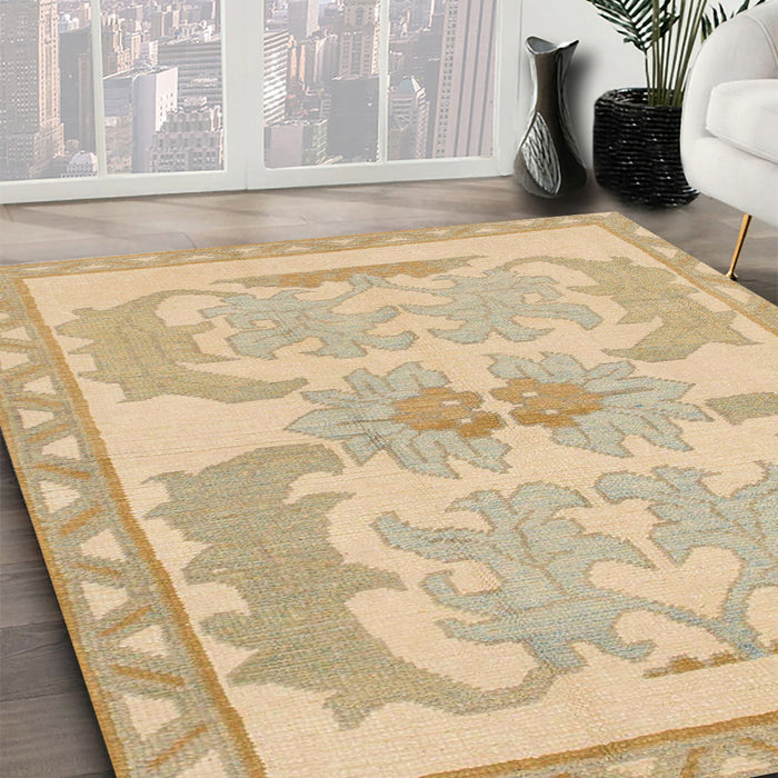 Abstract Metallic Gold Modern Rug in Family Room, abs1234