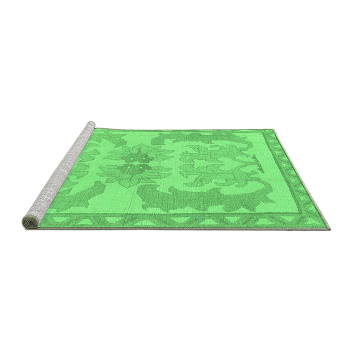 Sideview of Machine Washable Abstract Emerald Green Modern Area Rugs, wshabs1234emgrn