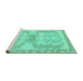 Sideview of Machine Washable Abstract Turquoise Modern Area Rugs, wshabs1234turq