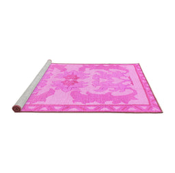 Sideview of Machine Washable Abstract Pink Modern Rug, wshabs1234pnk