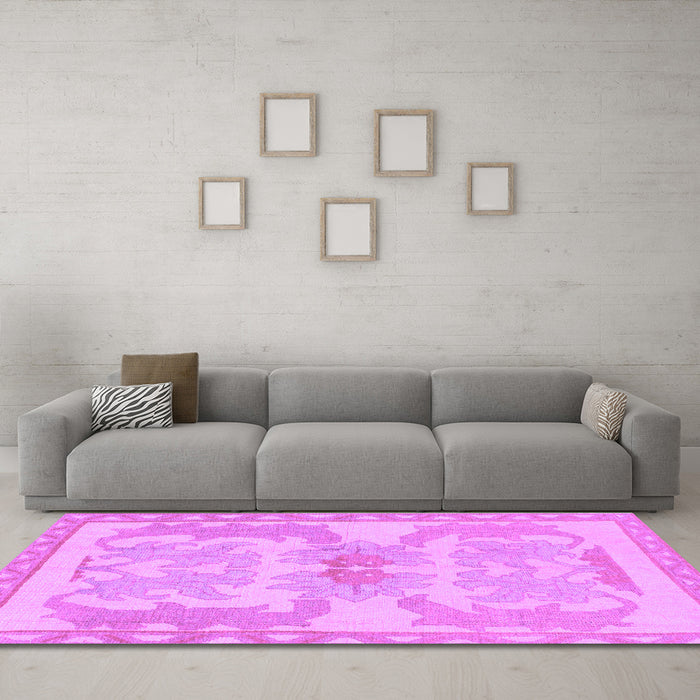 Machine Washable Abstract Purple Modern Area Rugs in a Living Room, wshabs1234pur