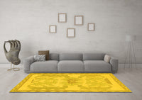 Machine Washable Abstract Yellow Modern Rug, wshabs1234yw