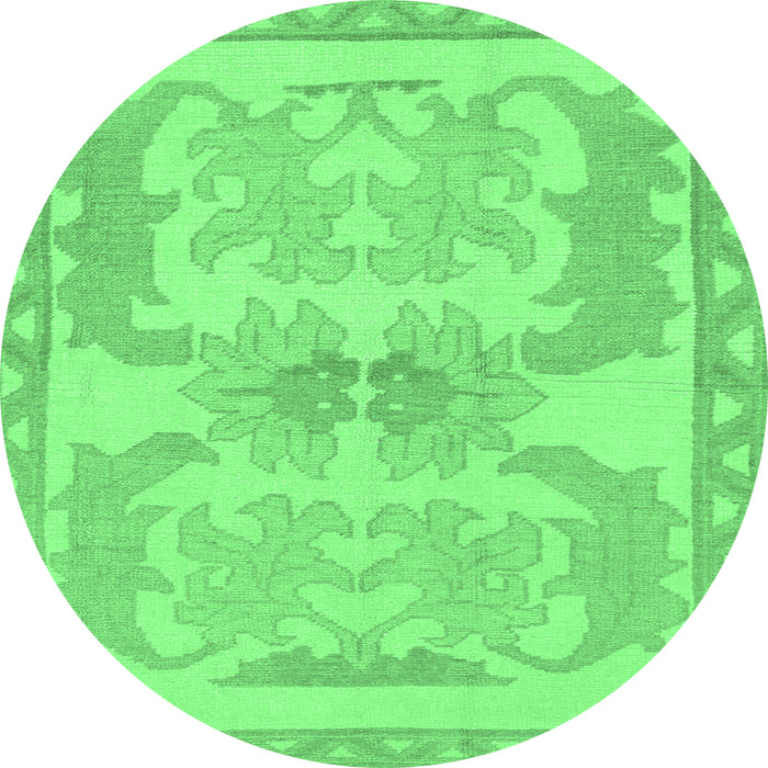 Round Machine Washable Abstract Emerald Green Modern Area Rugs, wshabs1234emgrn