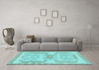 Machine Washable Abstract Light Blue Modern Rug, wshabs1234lblu