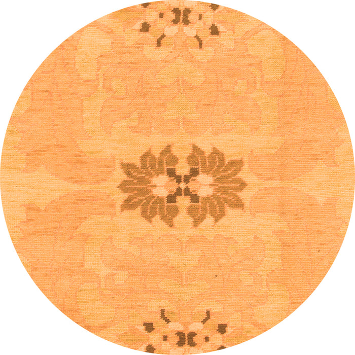 Round Machine Washable Abstract Orange Modern Area Rugs, wshabs1235org