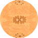 Round Machine Washable Abstract Orange Modern Area Rugs, wshabs1235org