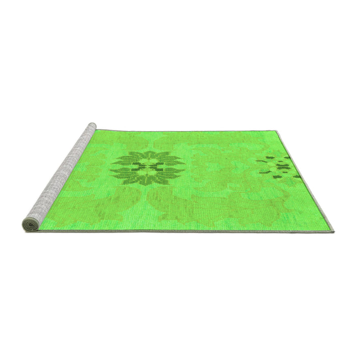 Sideview of Machine Washable Abstract Green Modern Area Rugs, wshabs1235grn
