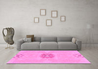 Machine Washable Abstract Pink Modern Rug, wshabs1235pnk