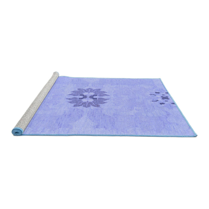 Sideview of Machine Washable Abstract Blue Modern Rug, wshabs1235blu