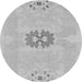 Round Machine Washable Abstract Gray Modern Rug, wshabs1235gry