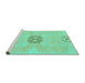 Sideview of Machine Washable Abstract Turquoise Modern Area Rugs, wshabs1235turq