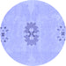 Round Abstract Blue Modern Rug, abs1235blu