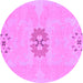 Round Machine Washable Abstract Purple Modern Area Rugs, wshabs1235pur