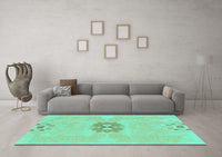 Machine Washable Abstract Turquoise Modern Rug, wshabs1235turq