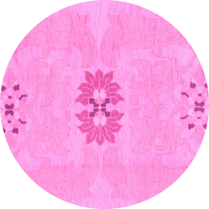 Round Abstract Pink Modern Rug, abs1235pnk