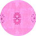 Round Abstract Pink Modern Rug, abs1235pnk