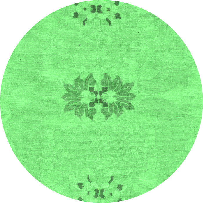 Round Abstract Emerald Green Modern Rug, abs1235emgrn