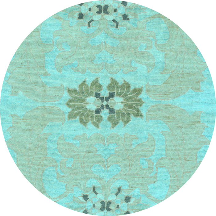 Round Abstract Light Blue Modern Rug, abs1235lblu