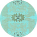 Round Abstract Light Blue Modern Rug, abs1235lblu