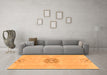 Machine Washable Abstract Orange Modern Area Rugs in a Living Room, wshabs1235org