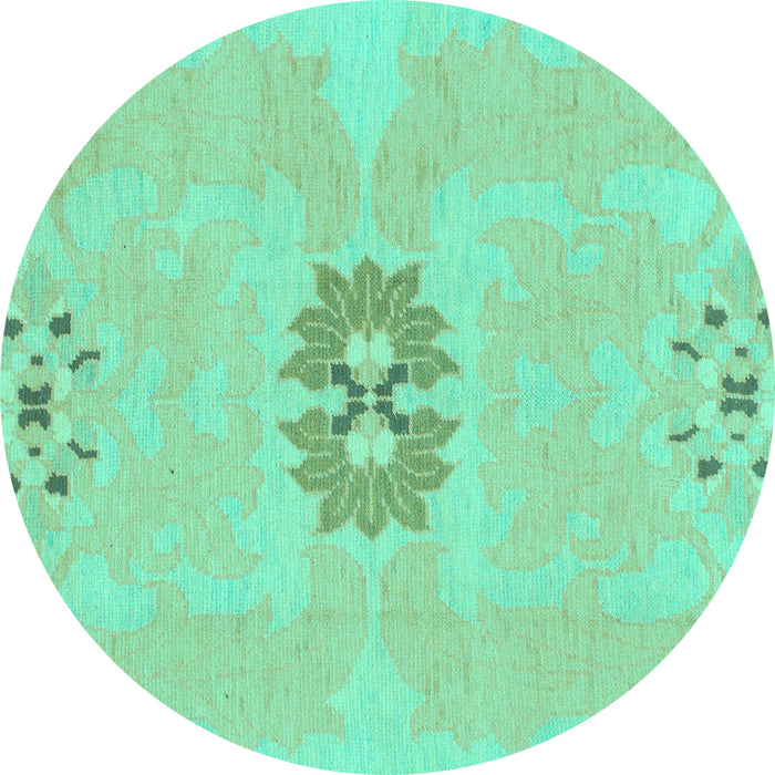 Round Abstract Turquoise Modern Rug, abs1235turq