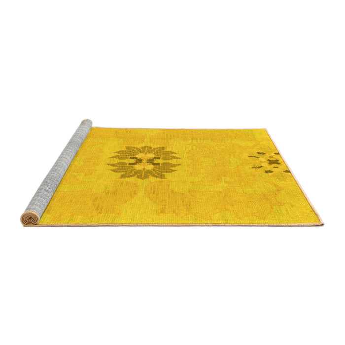 Sideview of Machine Washable Abstract Yellow Modern Rug, wshabs1235yw