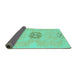 Sideview of Abstract Turquoise Modern Rug, abs1235turq