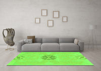 Machine Washable Abstract Green Modern Rug, wshabs1235grn