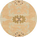 Round Machine Washable Abstract Orange Rug, wshabs1235