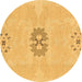 Round Abstract Brown Modern Rug, abs1235brn