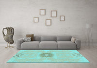 Machine Washable Abstract Light Blue Modern Rug, wshabs1235lblu