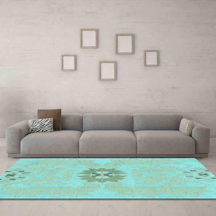 Machine Washable Abstract Light Blue Modern Rug in a Living Room, wshabs1235lblu