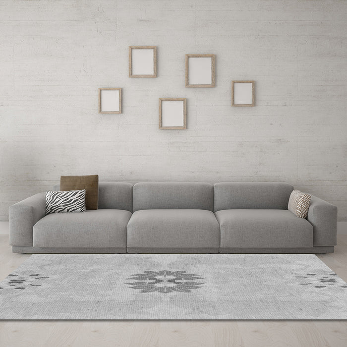 Machine Washable Abstract Gray Modern Rug in a Living Room,, wshabs1235gry
