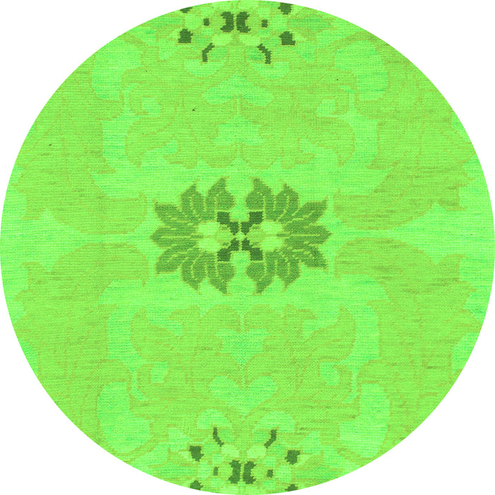 Round Abstract Green Modern Rug, abs1235grn
