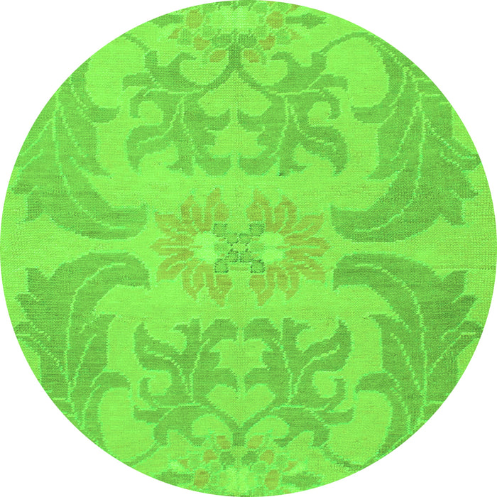 Round Machine Washable Abstract Green Modern Area Rugs, wshabs1236grn