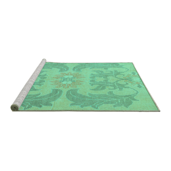 Sideview of Machine Washable Abstract Turquoise Modern Area Rugs, wshabs1236turq