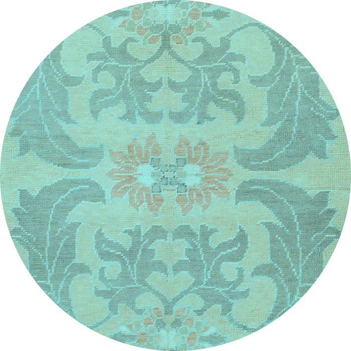 Round Abstract Light Blue Modern Rug, abs1236lblu