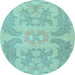 Round Abstract Light Blue Modern Rug, abs1236lblu