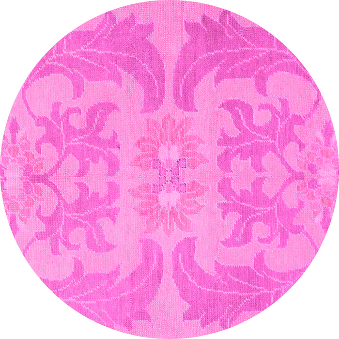 Round Machine Washable Abstract Pink Modern Rug, wshabs1236pnk