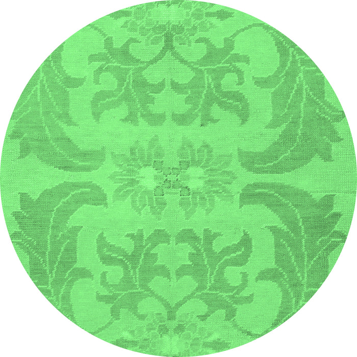 Round Abstract Emerald Green Modern Rug, abs1236emgrn