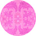 Round Abstract Pink Modern Rug, abs1236pnk