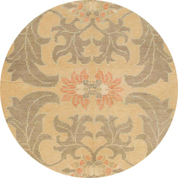 Round Machine Washable Abstract Gold Rug, wshabs1236