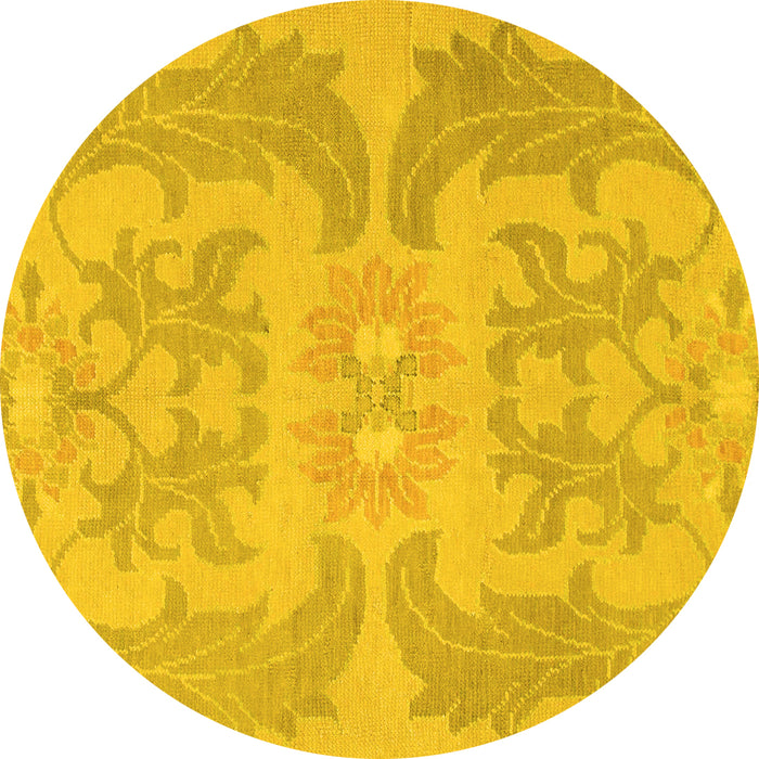 Round Abstract Yellow Modern Rug, abs1236yw
