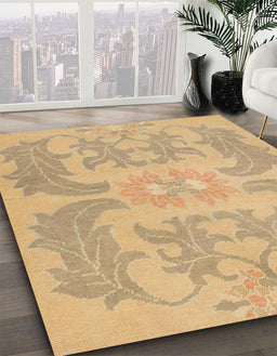 Machine Washable Abstract Gold Rug in a Family Room, wshabs1236