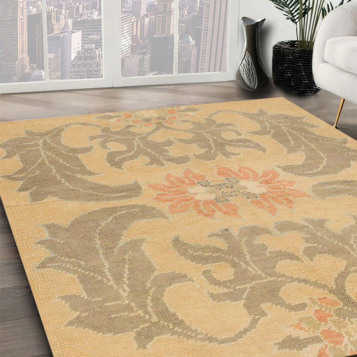 Machine Washable Abstract Gold Rug in a Family Room, wshabs1236