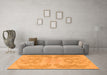 Machine Washable Abstract Orange Modern Area Rugs in a Living Room, wshabs1236org